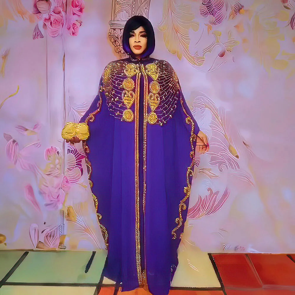 Elegant and beautiful BUBU two-piece dress african women dresses chiffon african dress rhinestone robe soirée femme luxe