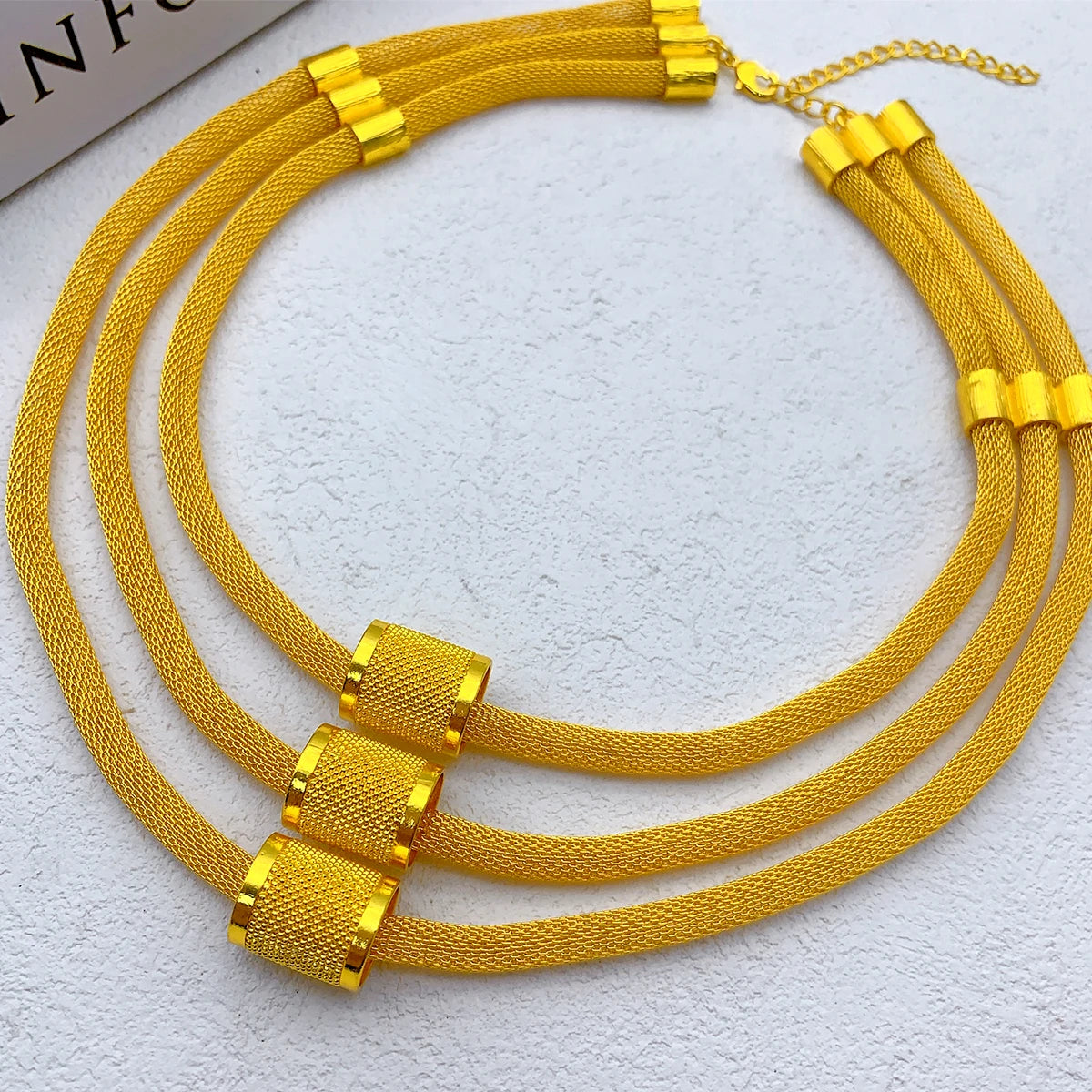 Luxury Dubai Ethiopian Multilayer Necklace And Earrings Sets For Women Indian Bridal 24k Gold Color Jewelry Set Wedding