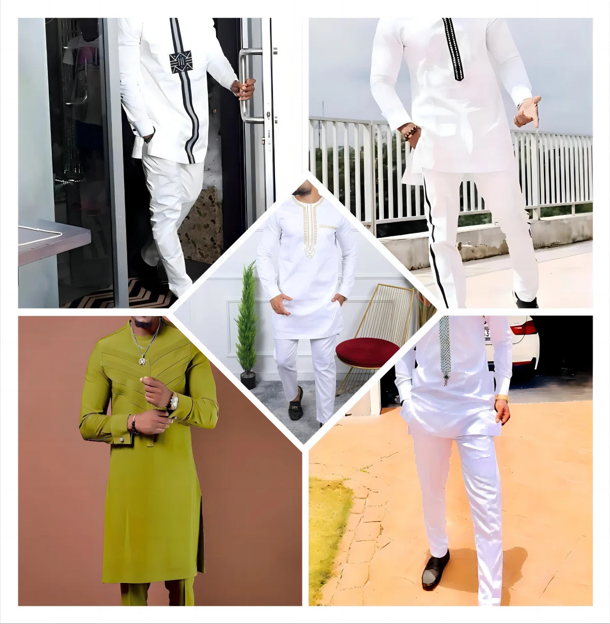 New Dashiki African ethnic men long sleeve T-shirt trousers suit personality printed top standard size banquet event dress S-2XL