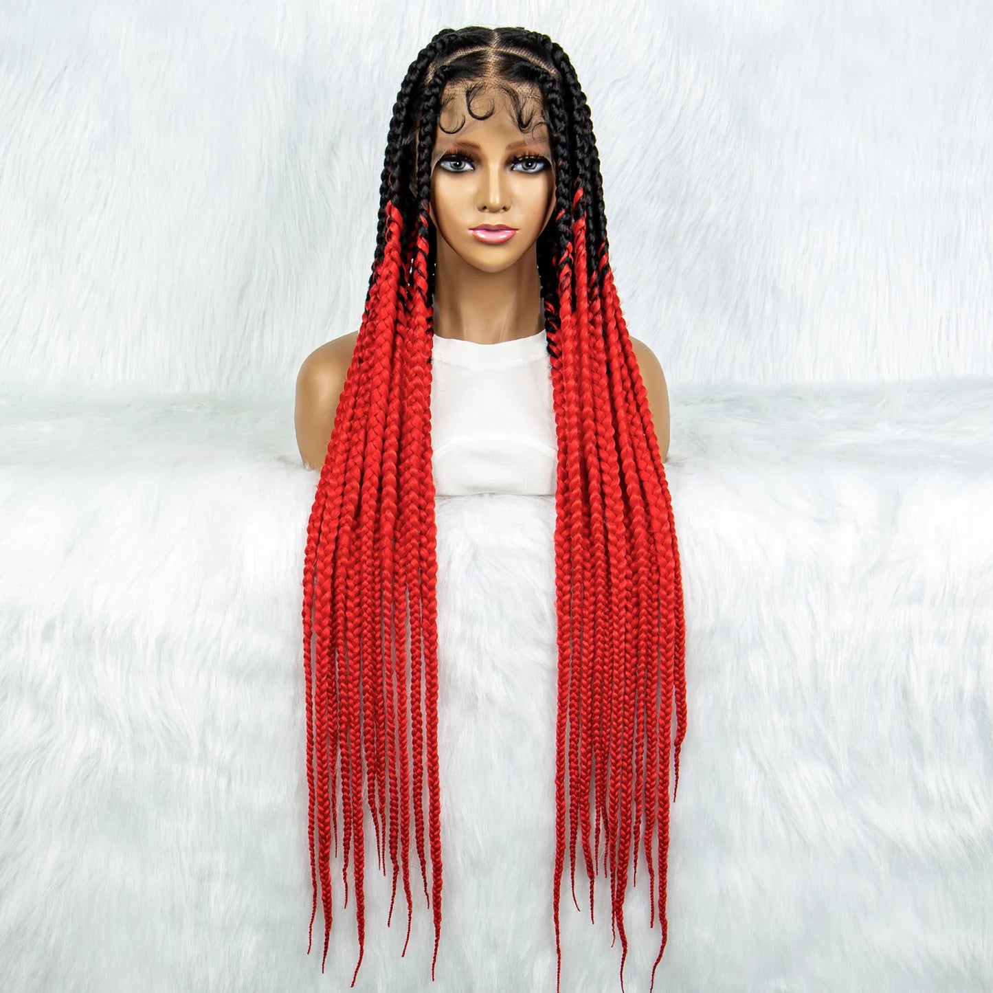 HD Full Lace Braided Wigs for Black Women Box Braids Synthetic Lace Front Wig Big Square Knotless Box Braids With Baby Hair