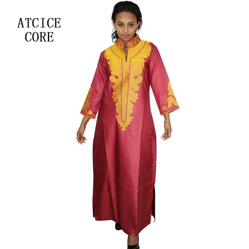 African Dress For Woman Soft Mateial With Big Emboridery Long Dress Without Scarf