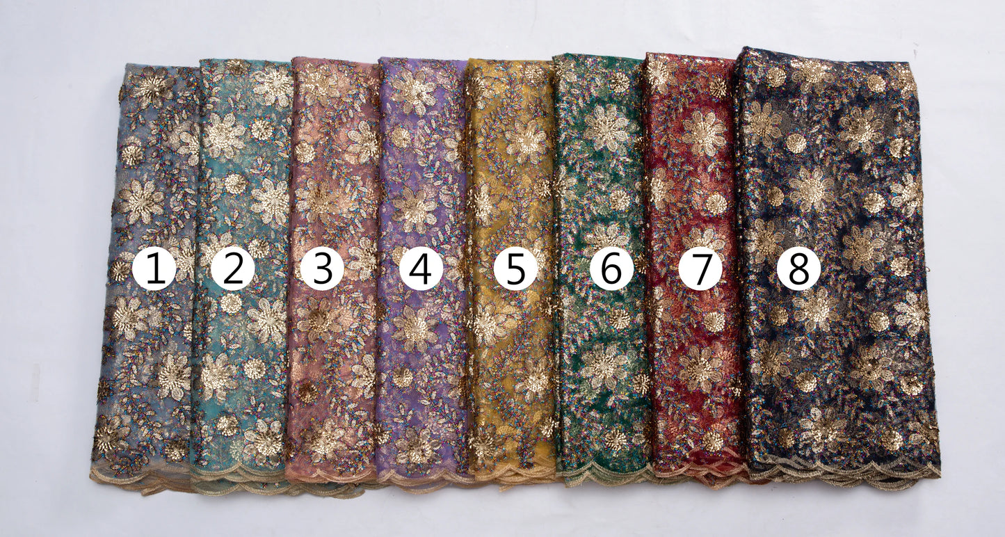 SJD LACE African Green Sequins Mesh Woman Lace Fabric High Quality 2025 Nigerian French Net Lace for Sewing Wedding Dresses 3735