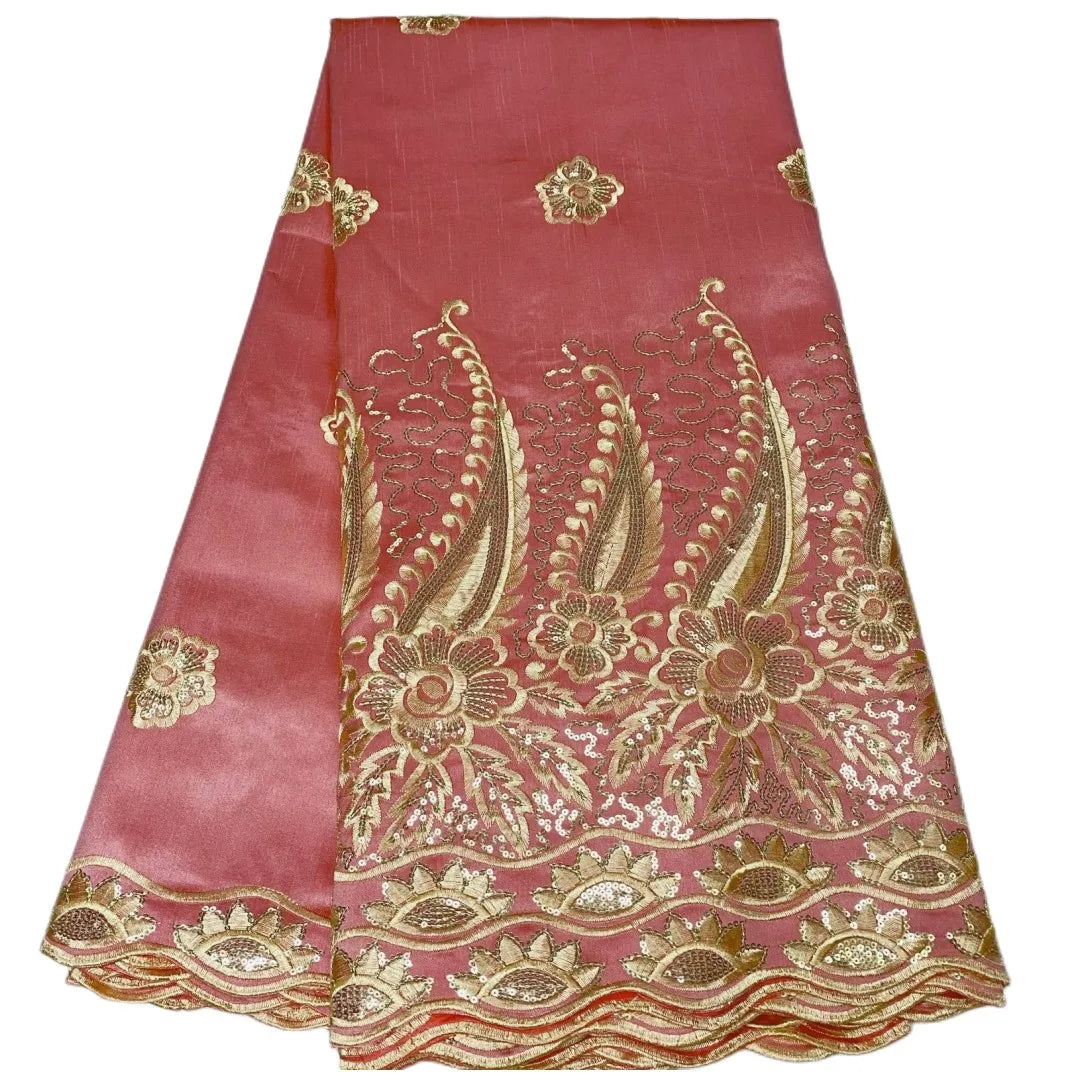 Pretty George Lace Fabric With Blouse 5+2 Yards Sets For Wedding Dress Nigerian Embroidery Guipure George Lace Fabric E23-24