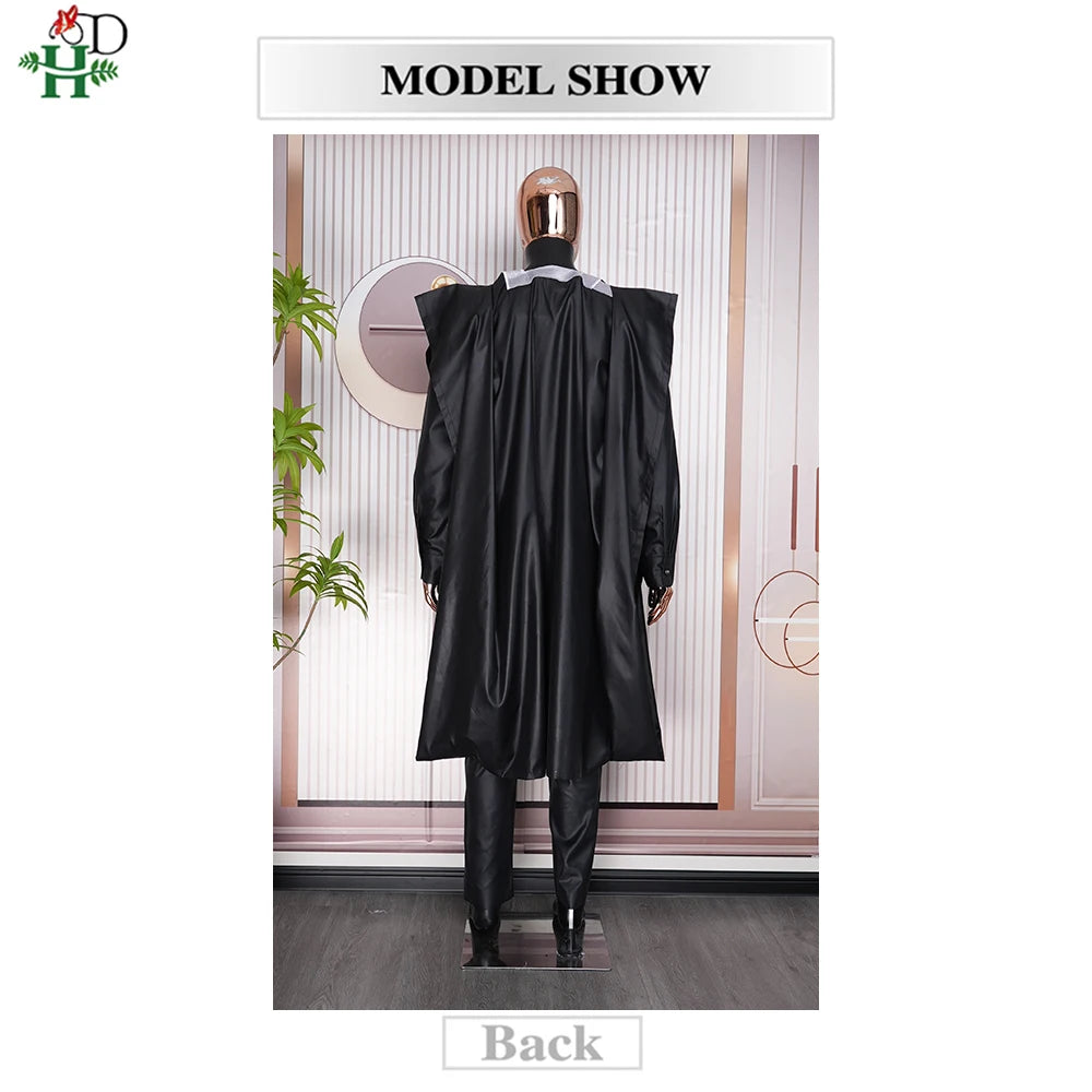 H&D African Clothes for Men Bazan Trads Wears Robe Shirt Pants 3 PCS Set Embroidery High -quality embroidery wedding dress