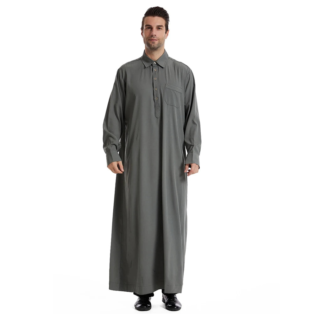 New Islamic Muslim Men Clothing Loose Jubba Thobe Abaya Front Zipper Musulmane Homme Caftan Maxi Robes Pakistan Arabia Dress