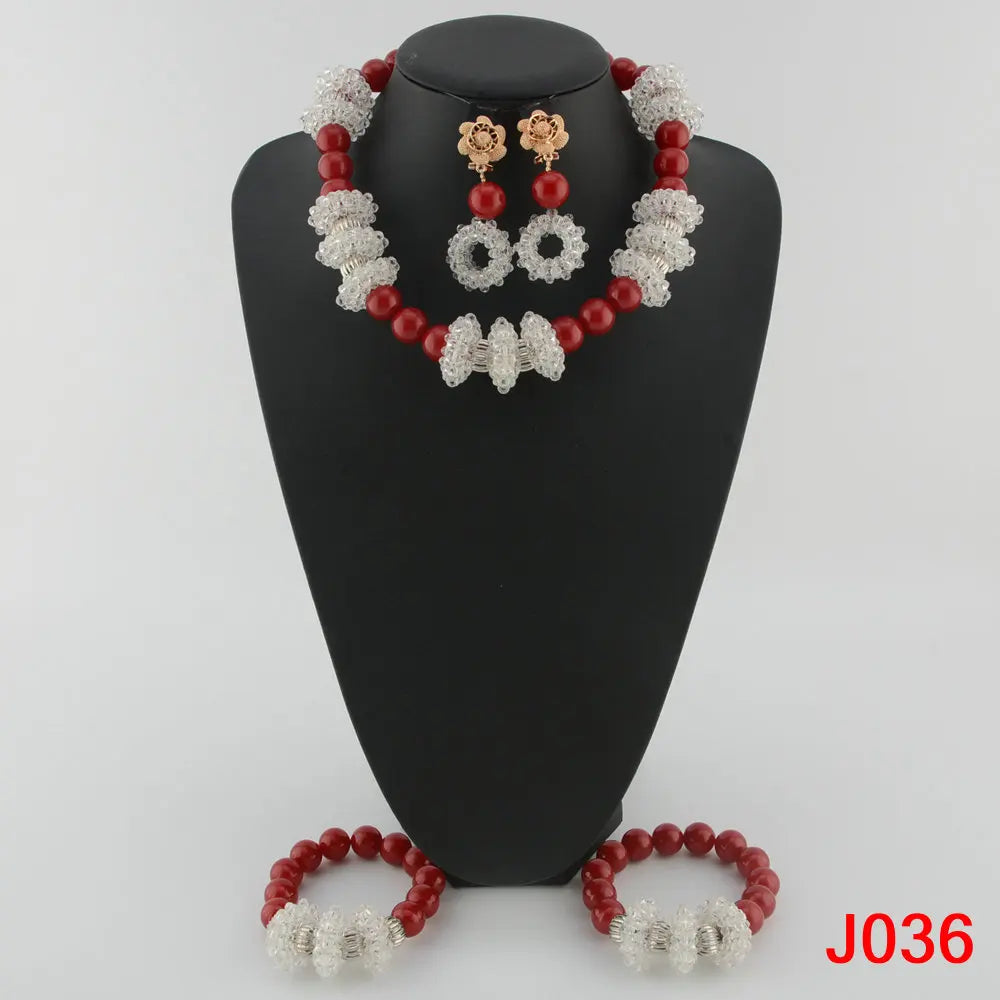 Fashion african coral beads necklace set nigerian wedding african beads jewelry Set