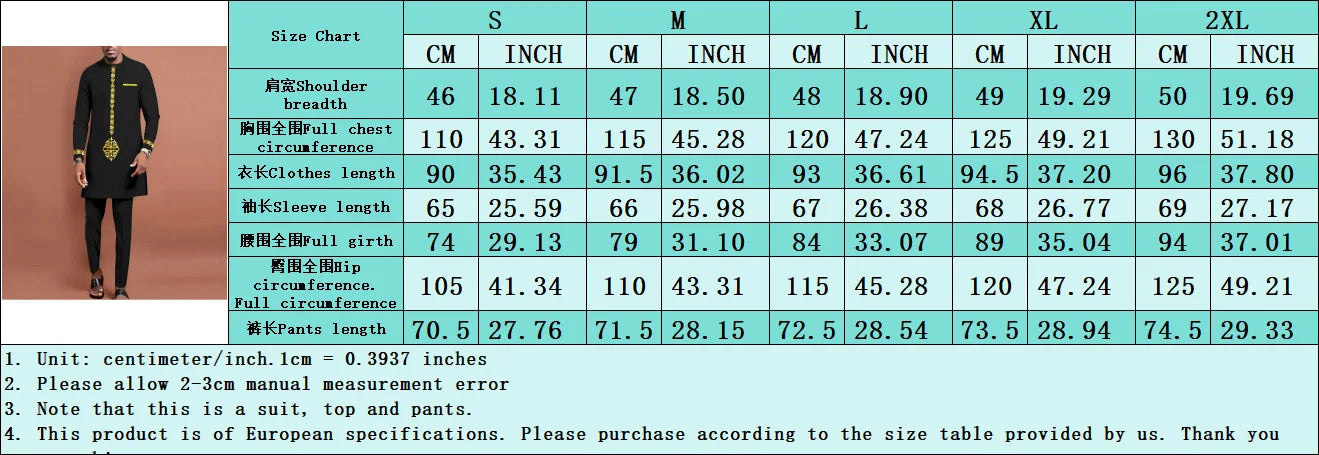 2025 New Men's Plaid Printing Casual Suit Long Sleeve Shirt Pants Two Pieces African Traditional Clothing Muslim Kaftan Outfits