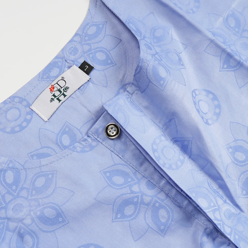 African Clothes Embroidery Blue Gown Plus Size For Men Elegant Party Wedding Thobe 3 PC Top and Pants Suits Set Daily Wear 2025