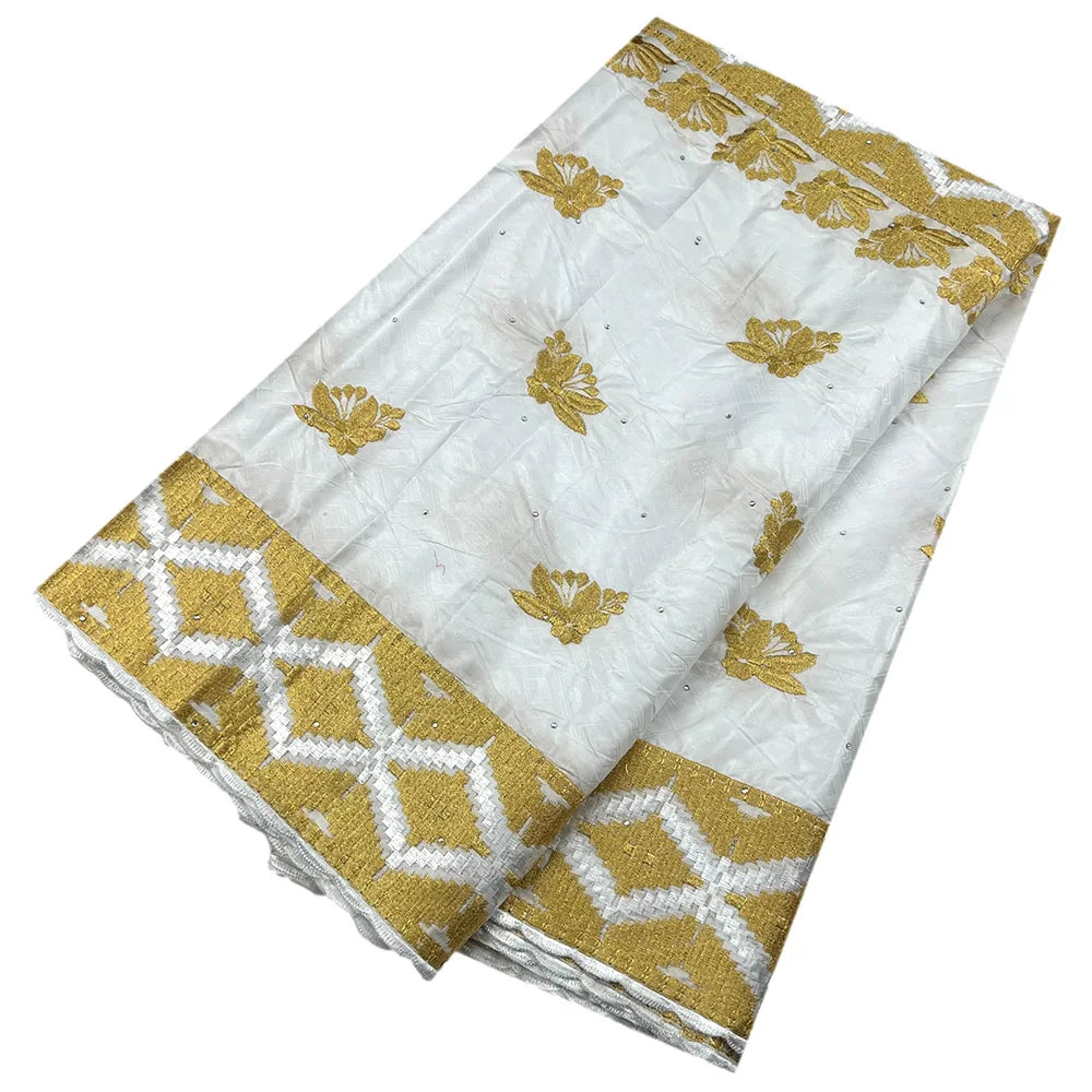 African Bazin Riche Fabric for Dress, African Lace Fabric, Nigerian Embroidery, 100% Cotton, 2.5Yards, F05, Latest