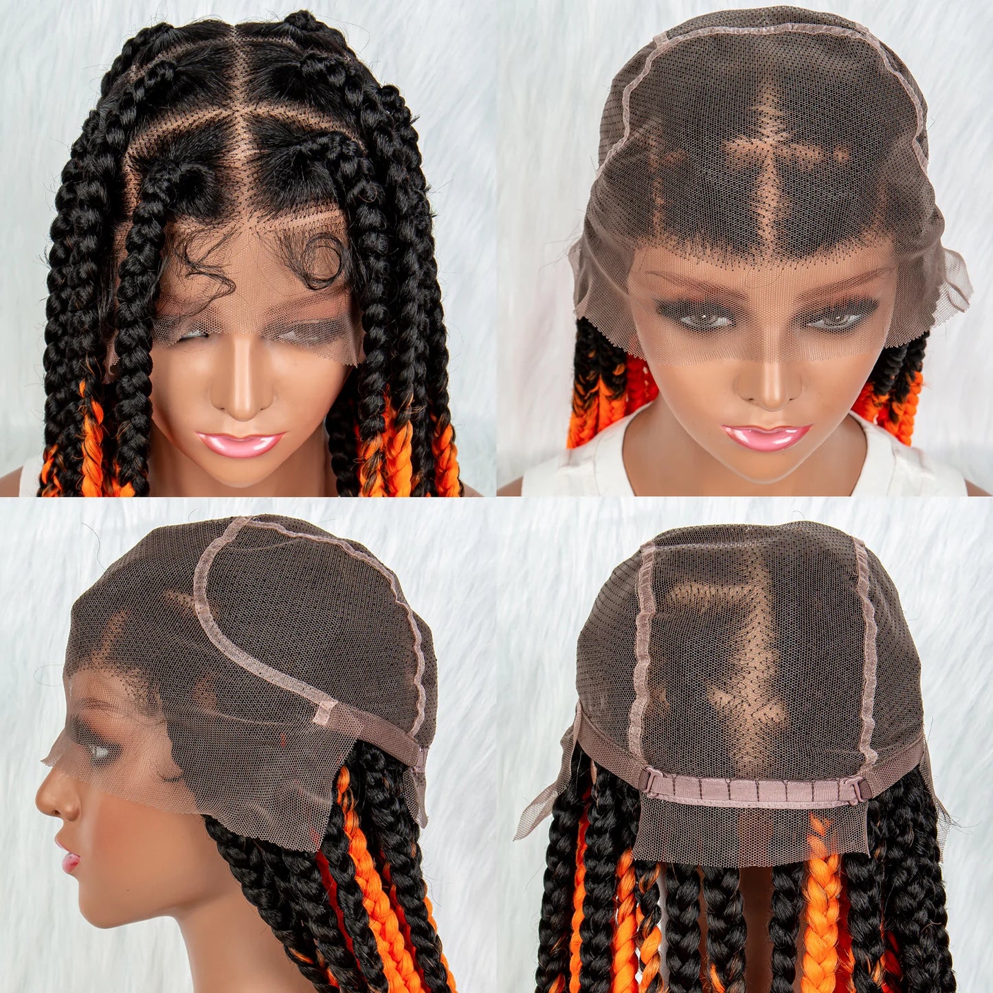 HD Full Lace Braided Wigs for Black Women Box Braids Synthetic Lace Front Wig Big Square Knotless Box Braids With Baby Hair