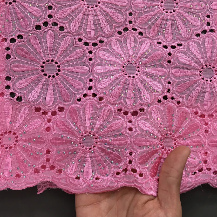 Nigerian Swiss Voile Cotton Fabric Lace African Lace Fabric with Stones Evening Party Dresses For Women High Quality2.5yards4200