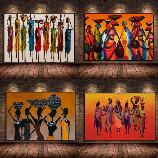 Contemporary Colorful African Tribal Art Canvas Paintings Wall Poster and Print Modern Wall Art Picture for Living Room Decoration