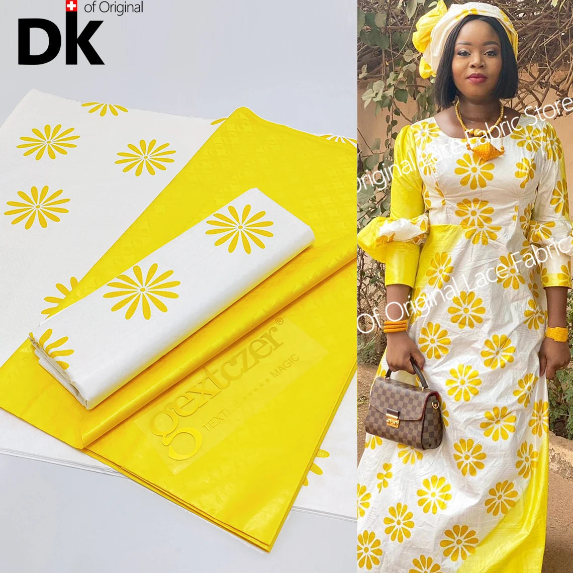 2.5 Yards Prints Baizn With 2.5 Yards Plain Bazin Perfect Match For African Guinea Women Wedding Party Dress Sewing Basin Fabric