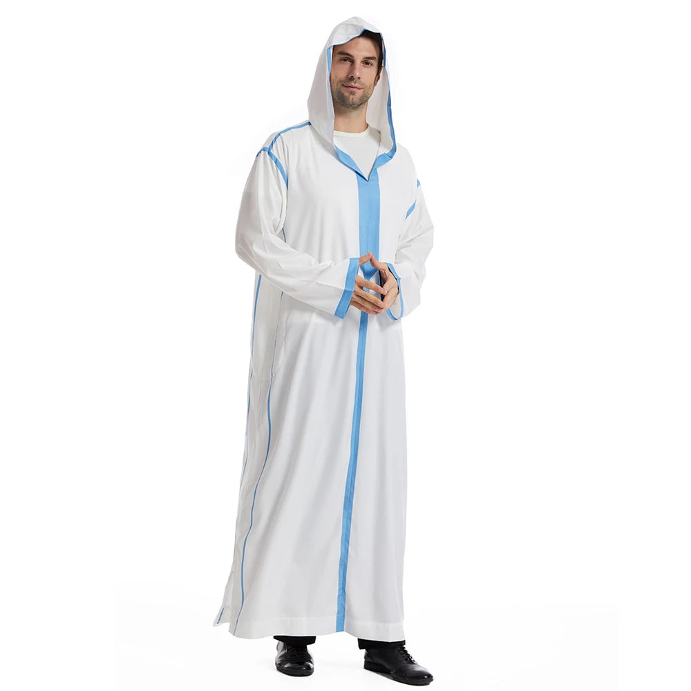 Men Abaya Muslim Dubai Saudi Long Dress Eid Hooded Jubba Thobe Islamic Clothing Moroccan Djellaba Caftan Kaftan Arabic Robe Gown