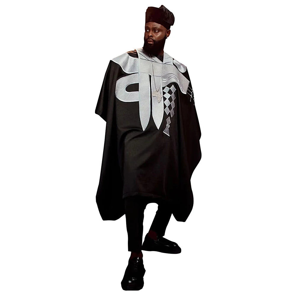 H&D African Clothes for Men Bazan Trads Wears Robe Shirt Pants 3 PCS Set Embroidery High -quality embroidery wedding dress