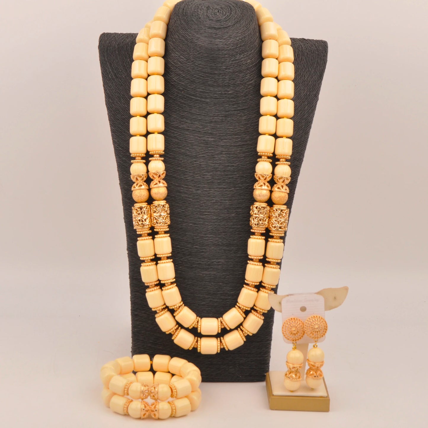 African Wedding Couple Set Orange Artificial Coral Beads Jewelry Set