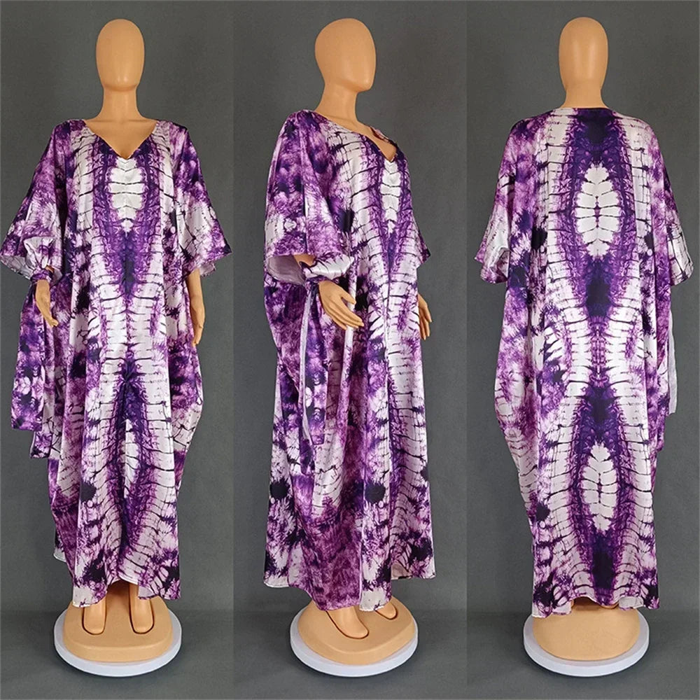 African Dresses for Women Hijab Kaftan Print Loose Boubou Robe Africa Clothes Ankara Dashiki Dubai Abaya Scarf Gown Caftan Dress