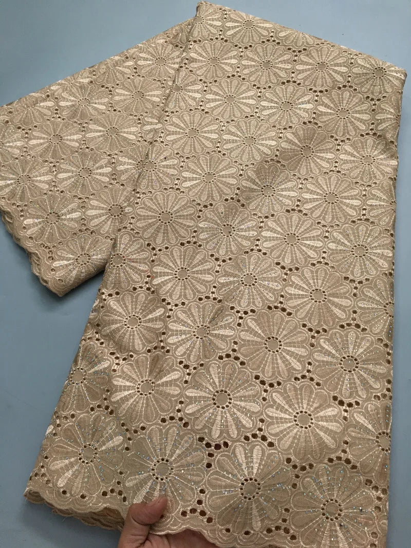 Nigerian Swiss Voile Cotton Fabric Lace African Lace Fabric with Stones Evening Party Dresses For Women High Quality2.5yards4200