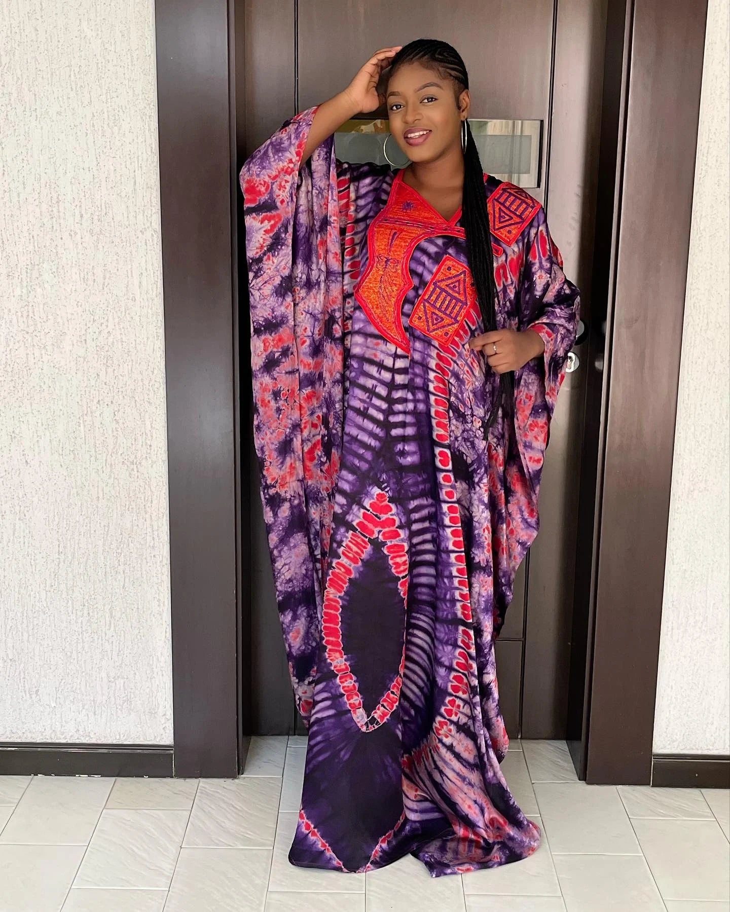 African Dresses For Women Tie Dyed Dashiki Embroidery Design Couple Fashion Elegant Dress With Scarf