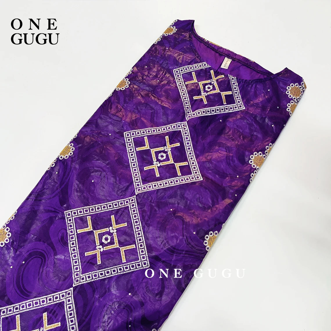 2024 Newest Nigerian Dashiki Boubou Dress Purple Color Mix Size African Traditional Wedding Dress Bazin Riche Brocade Boubou