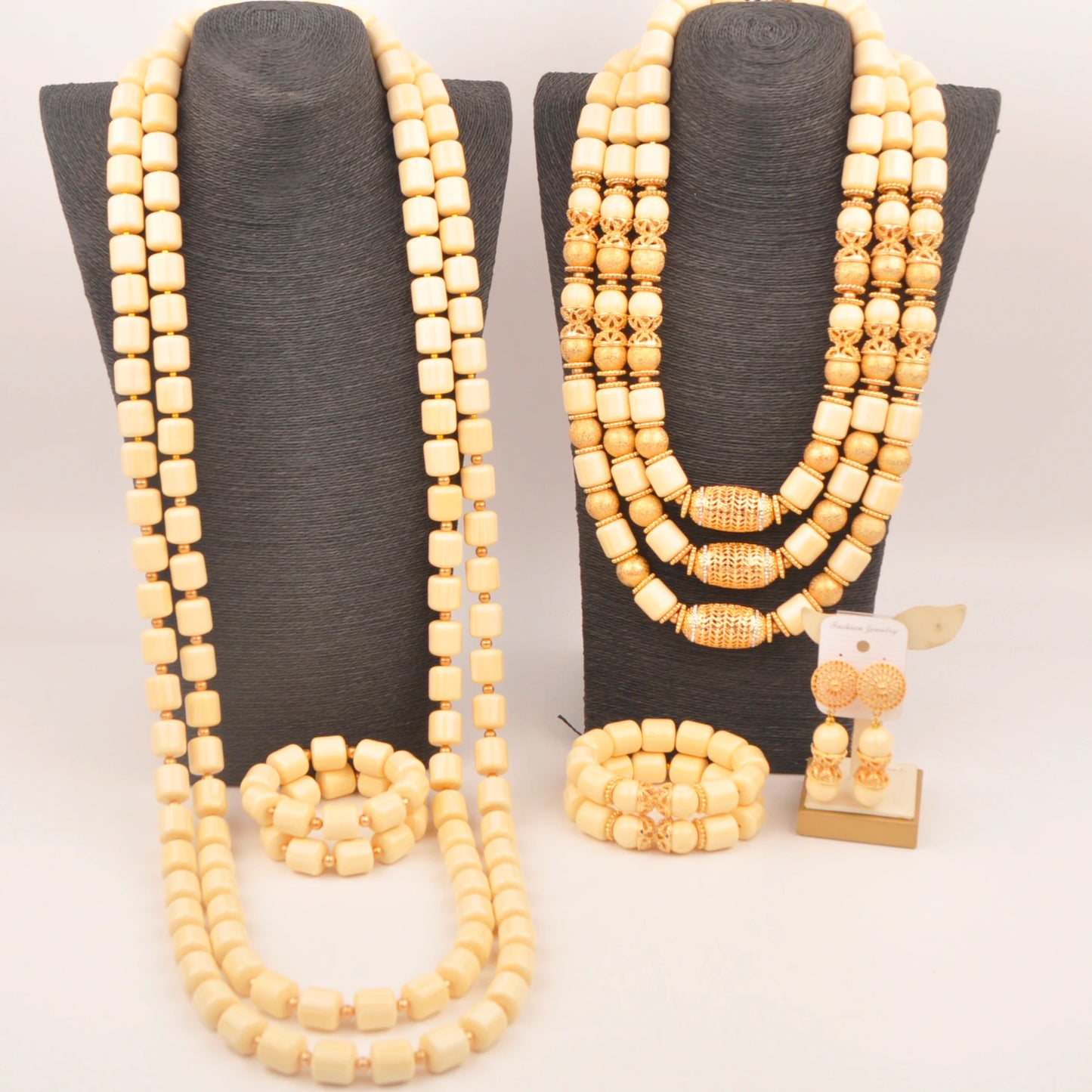 Orange Nigerian Artificial Coral Bead Necklace African Jewelry Sets