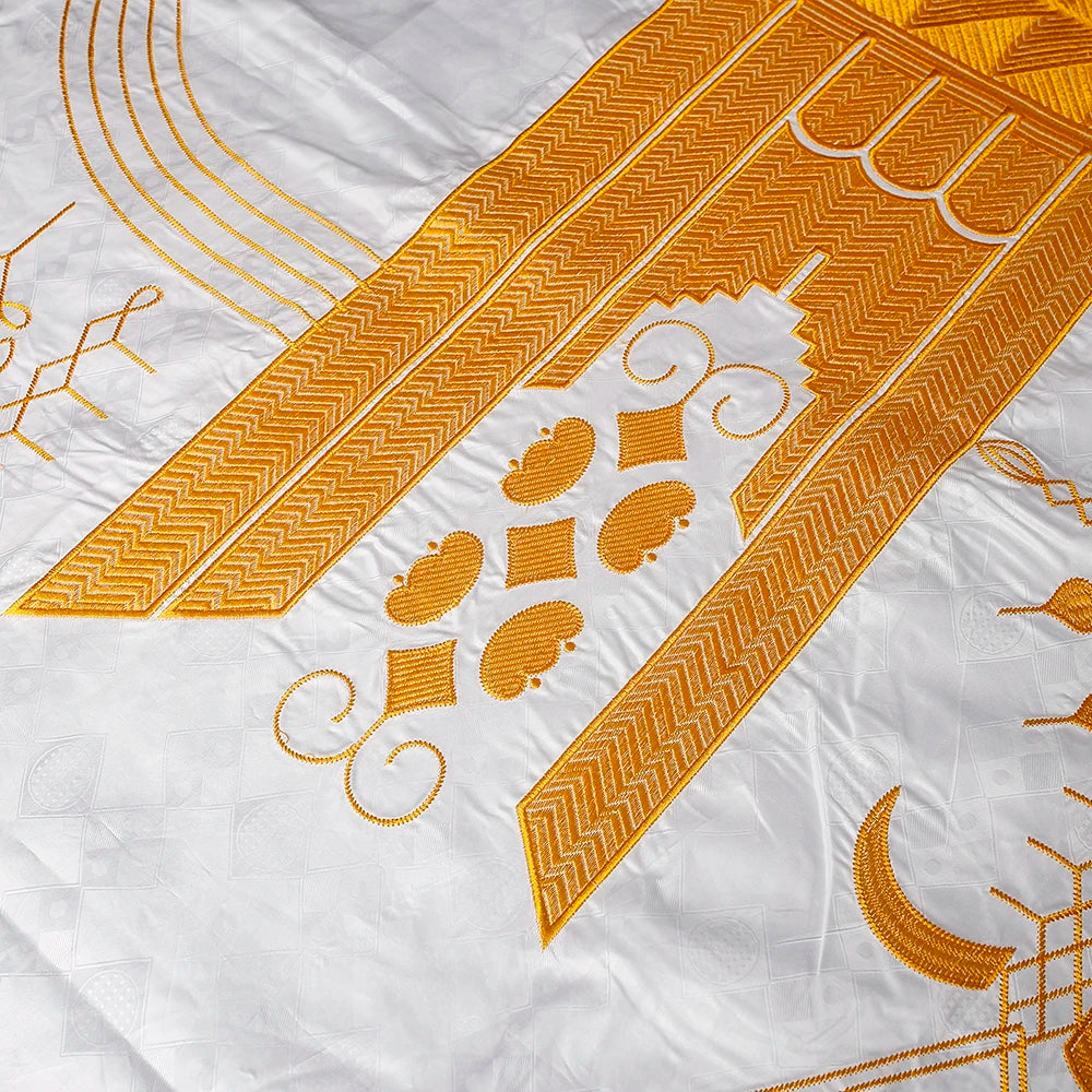 H&D Family Matching African Wedding Outfits For Husband and Wife Bazin Riche Robes Custom Couple Dashiki Set Boy Kid white Dress