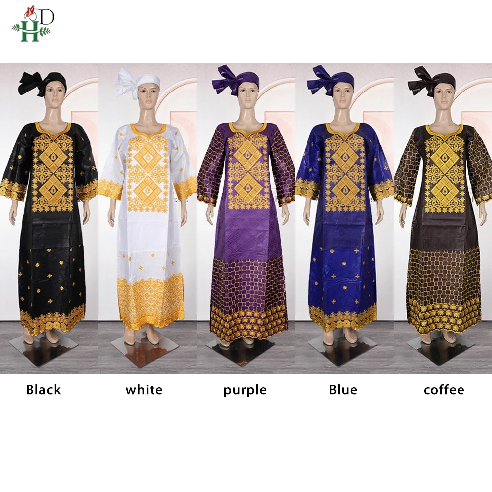 H&D African Clothing Dresses For Women 2024 Elegant Wedding Party Gown Ankara Dashiki Long Dress Roupas Bazin Riche Robes