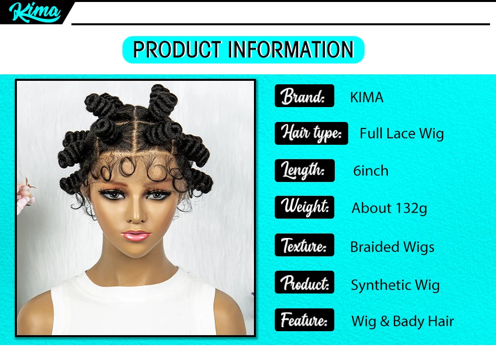 Knotless Braids Wig Synthetic Box Braided Hair Twist Braided Buns Wig Full Lace African Braiding Hair For Black Women