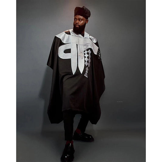 H&D African Clothes for Men Bazan Trads Wears Robe Shirt Pants 3 PCS Set Embroidery High -quality embroidery wedding dress