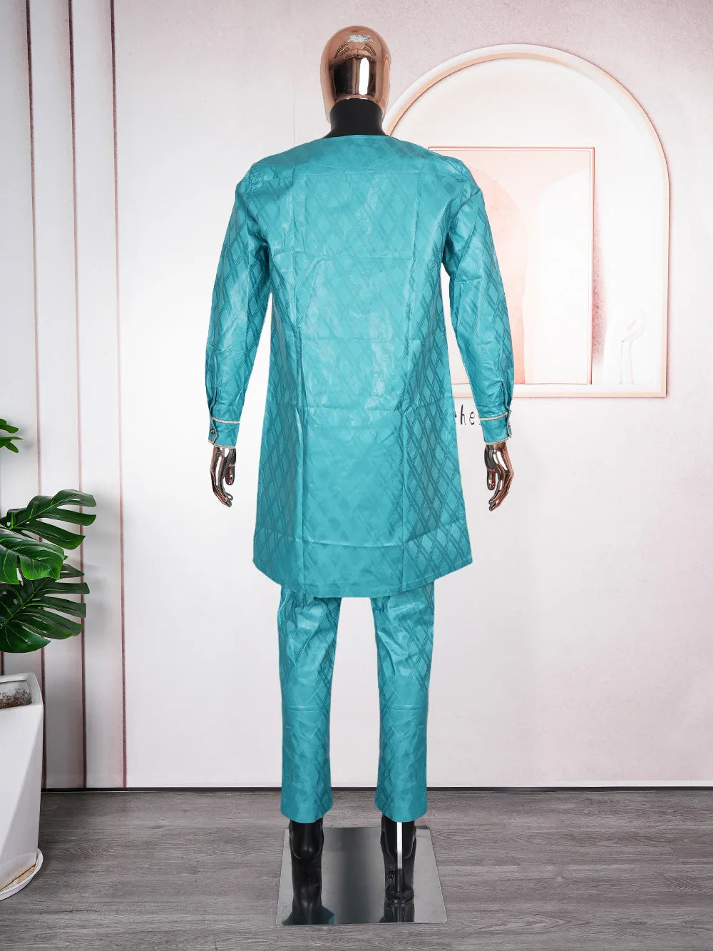 H&D South African Traditional Wear Formal Attire Bazin Riche Dashiki Green Shirt Pants Robe Suit Agbada Men's wedding party 2024