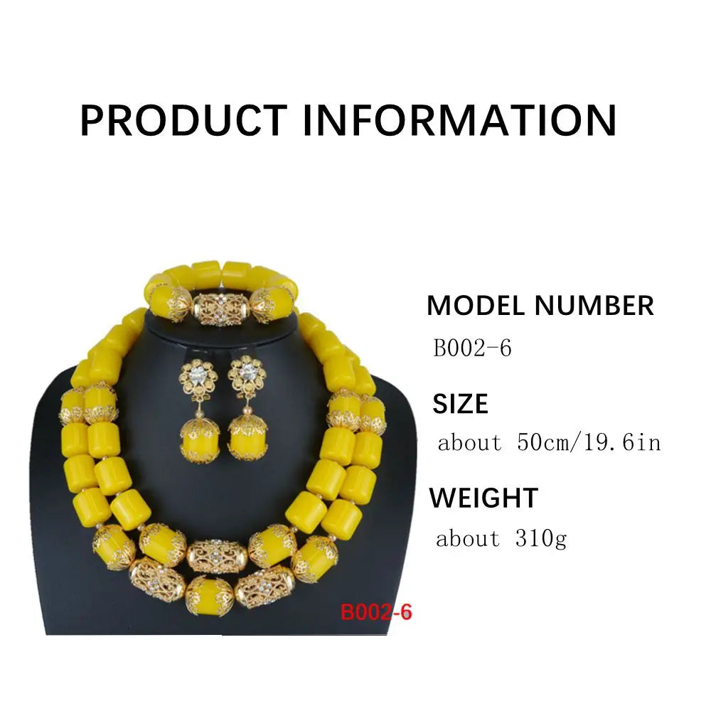 African Beads Wedding Necklace Set Artificial Coral Beads Jewelry Set Wholesale Nigeria Bride Wedding