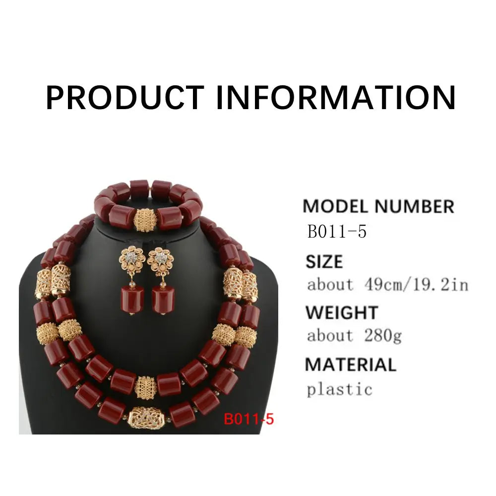 African Beads Wedding Necklace Set Artificial Coral Beads Jewelry Set Wholesale Nigeria Bride Wedding