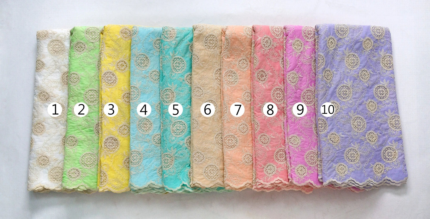 Blush Pink Swiss Voile Lace Fabric | Delicate White Rosette Bouquets & Filigree Tendrils | Petal-Hem Luxury Couture  S4371