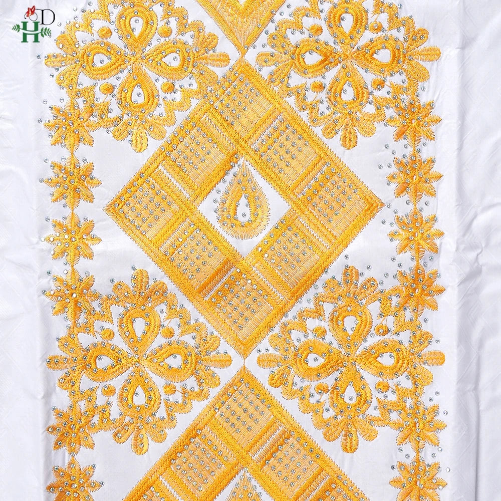 H&D Family Matching African Wedding Outfits For Husband and Wife Bazin Riche Robes Custom Couple Dashiki Set Boy Kid white Dress