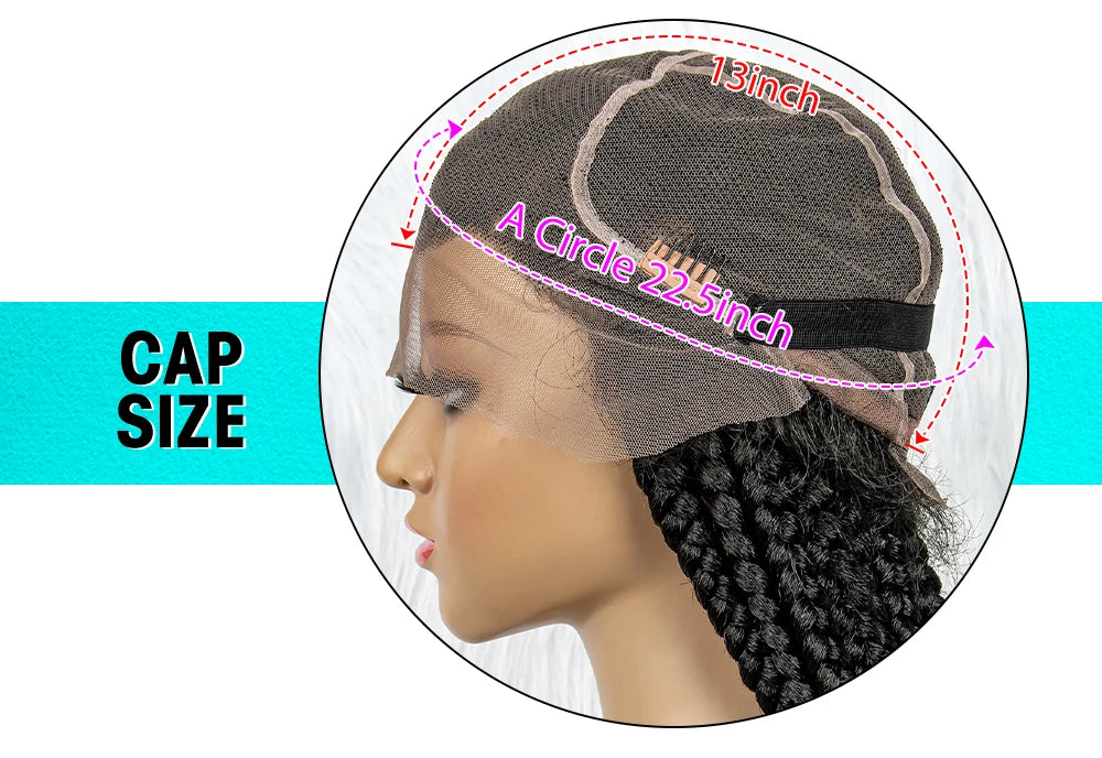 HD Full Lace Braided Wigs for Black Women Box Braids Synthetic Lace Front Wig Big Square Knotless Box Braids With Baby Hair