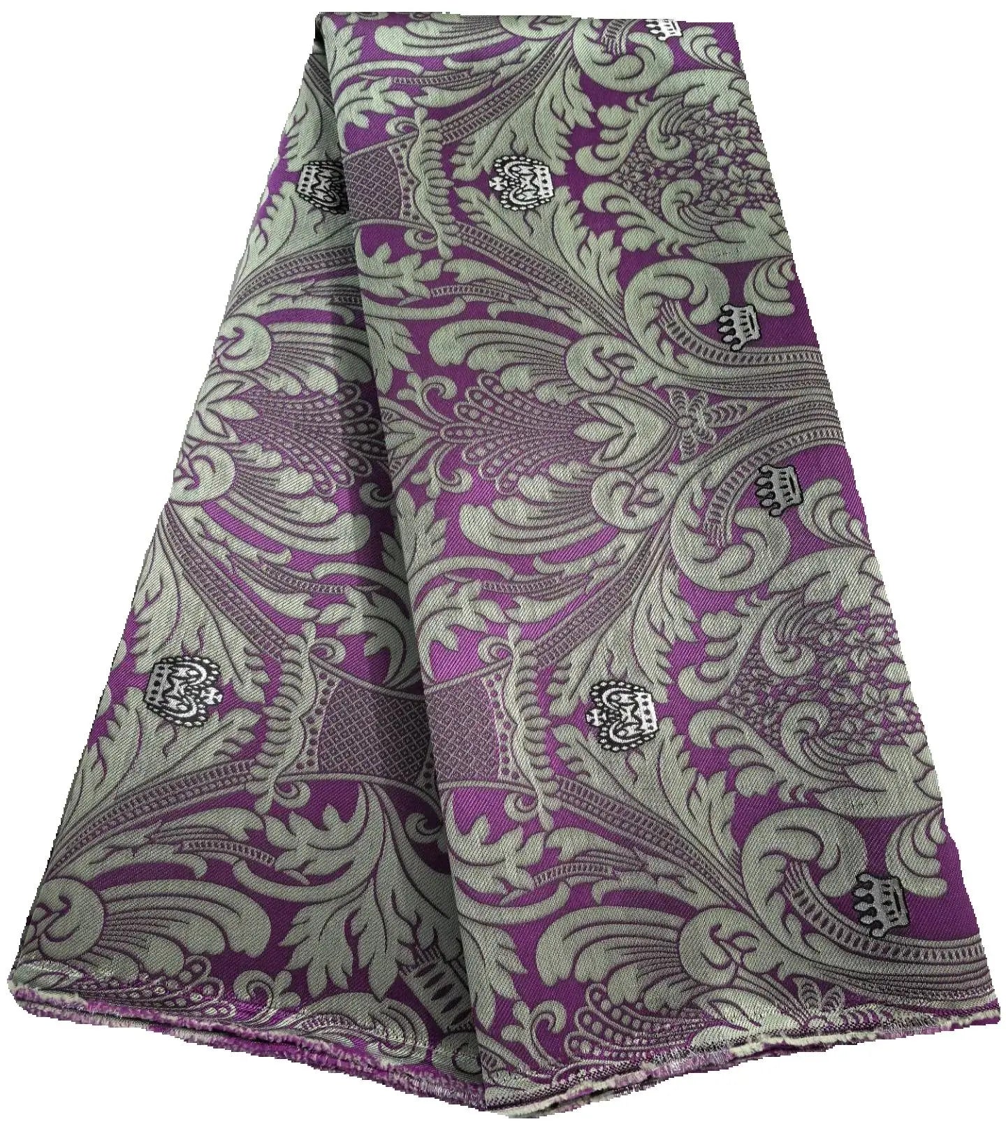 African Thick Damask Lace Fabric 2.5Yard Or 5Yards 2025 Jacquard Brocade Fabrics DIY Sew For Nigeria Women Headtie Aso obi Dress