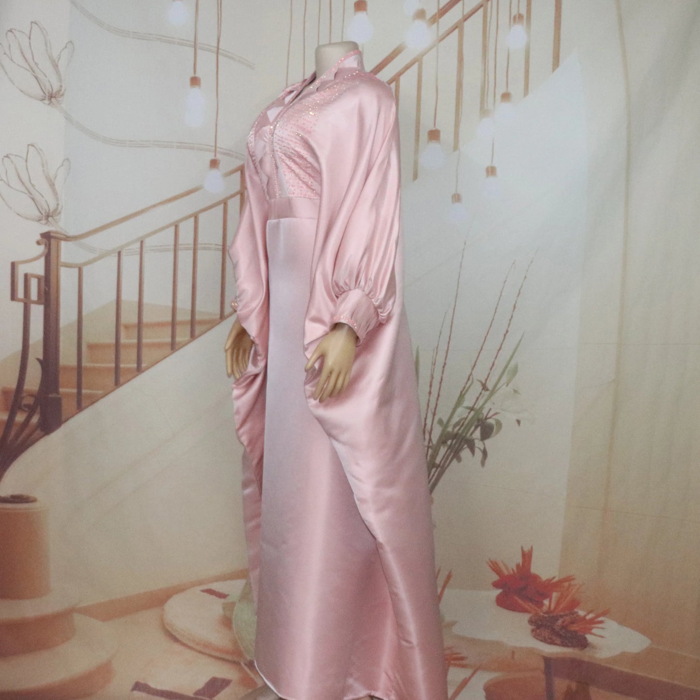 fashion turkey dresses for woman luxury elegant 2025 V-neck rhinestones dresses for church boubou  african dresses