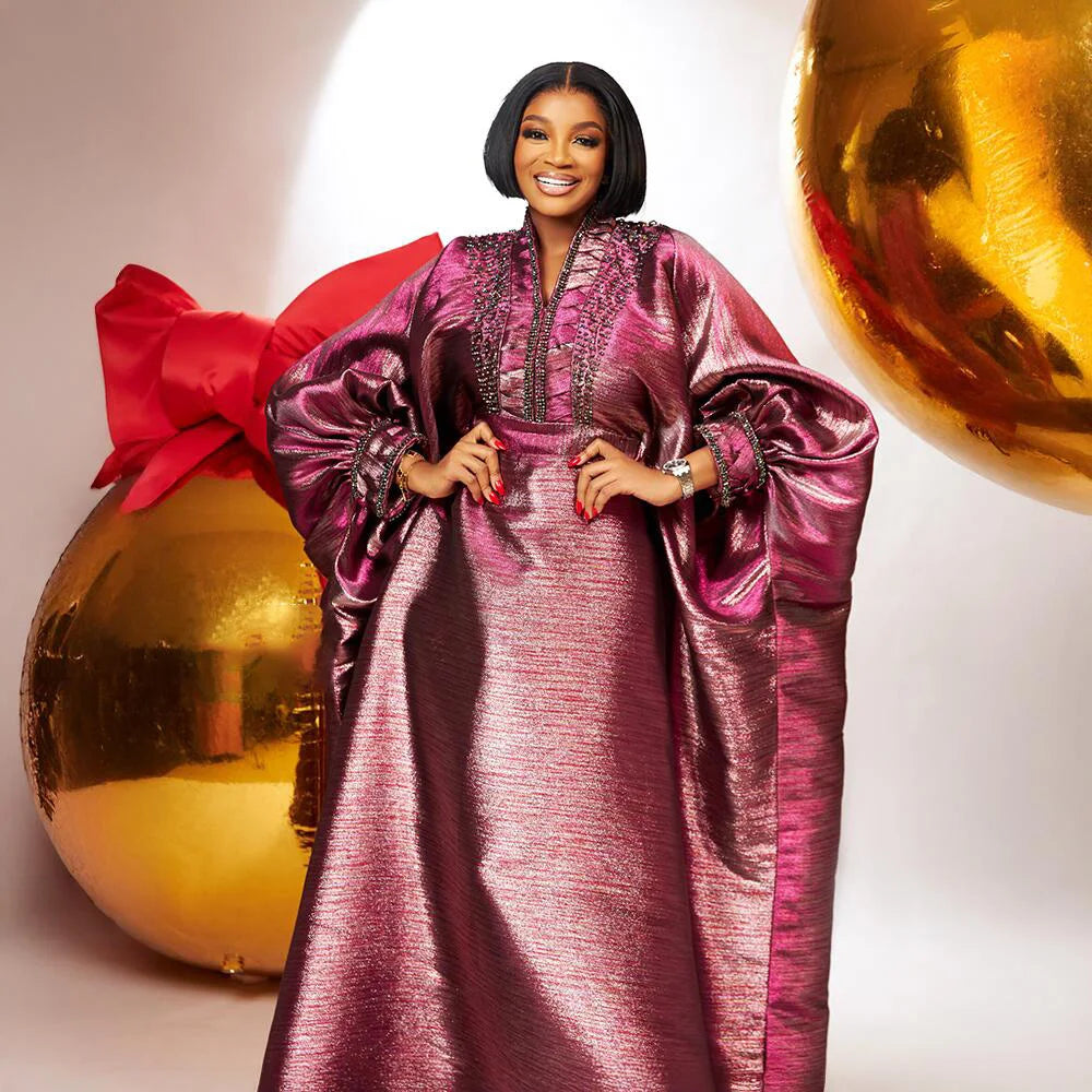 fashion turkey dresses for woman luxury elegant 2025 V-neck rhinestones dresses for church boubou  african dresses