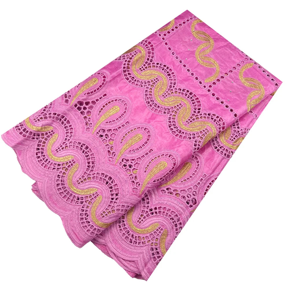 African Bazin Riche Fabric for Dress, African Lace Fabric, Nigerian Embroidery, 100% Cotton, 2.5Yards, F05, Latest