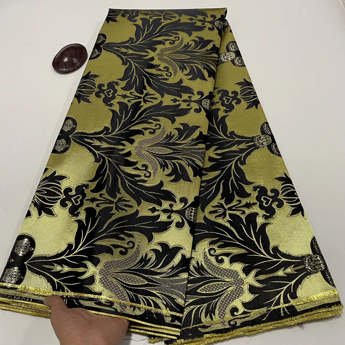 African Thick Damask Lace Fabric 2.5Yard Or 5Yards 2025 Jacquard Brocade Fabrics DIY Sew For Nigeria Women Headtie Aso obi Dress