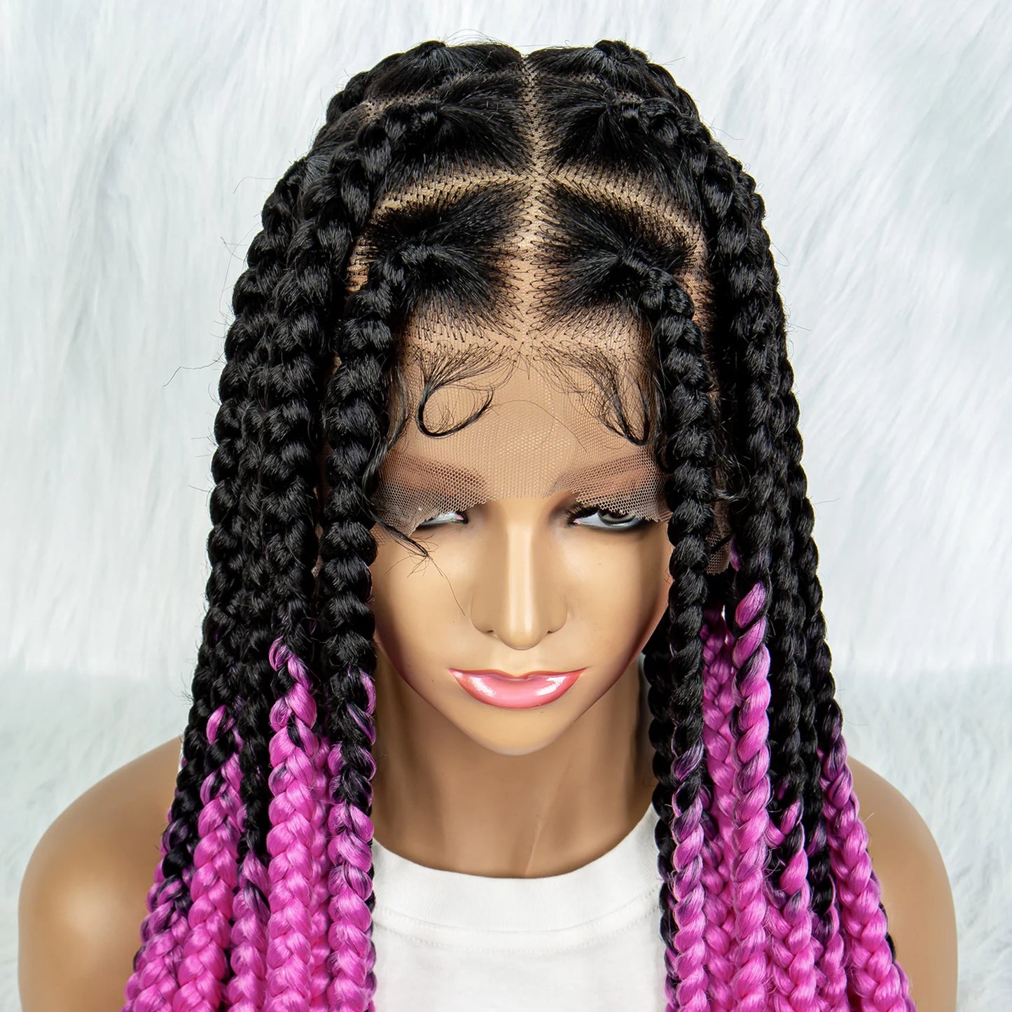 HD Full Lace Braided Wigs for Black Women Box Braids Synthetic Lace Front Wig Big Square Knotless Box Braids With Baby Hair