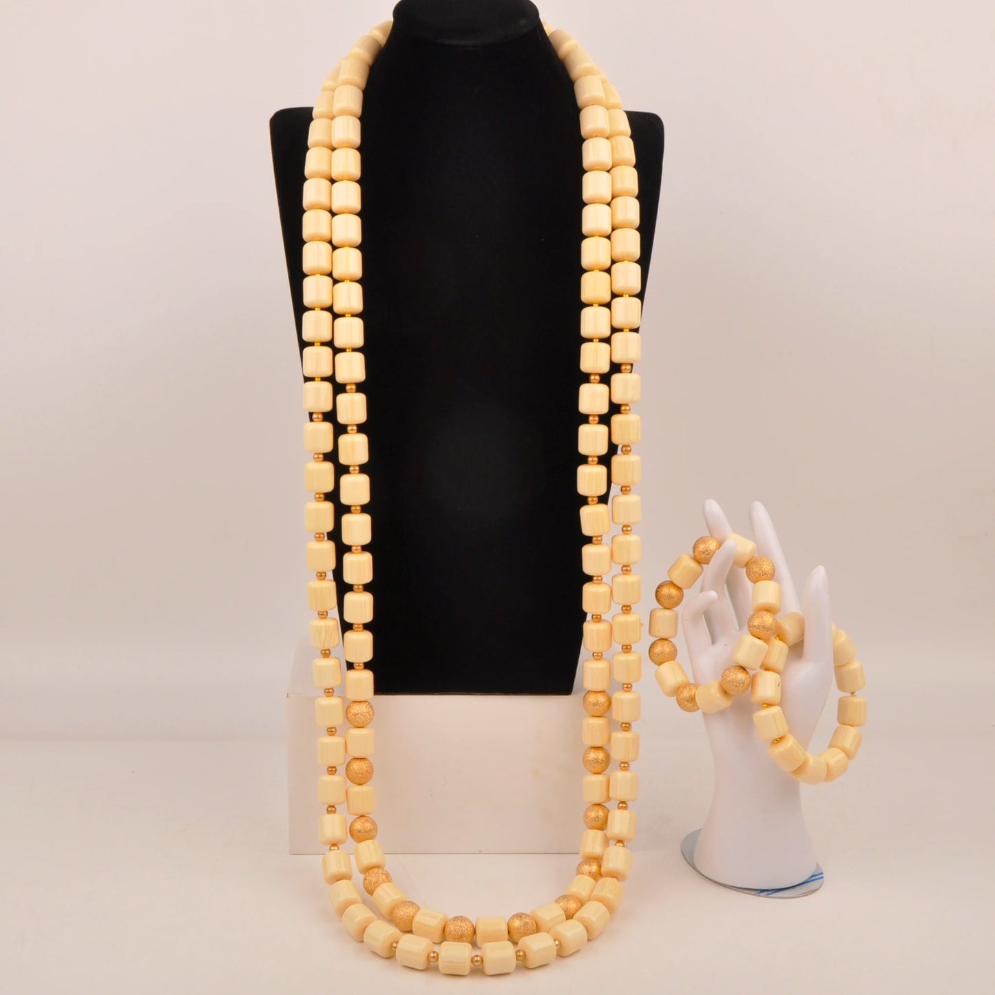 Orange Nigerian Artificial Coral Bead Necklace African Jewelry Sets