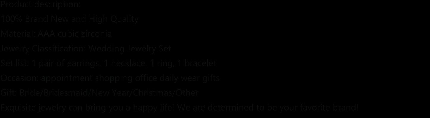 2024 Hot selling 3A Zircon Luxury 4-piece Bridal Wedding Jewelry Set Crystal Necklace Set Dubai Jewelry Set