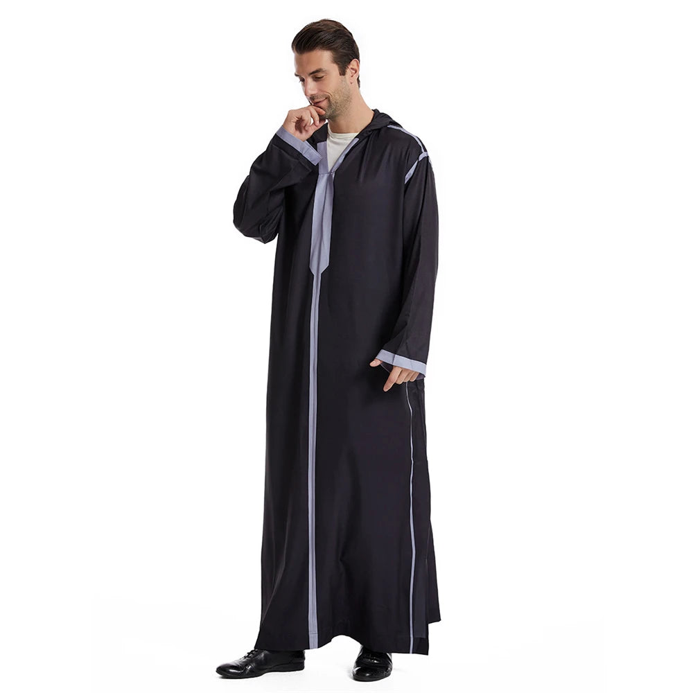 Men Abaya Muslim Dubai Saudi Long Dress Eid Hooded Jubba Thobe Islamic Clothing Moroccan Djellaba Caftan Kaftan Arabic Robe Gown