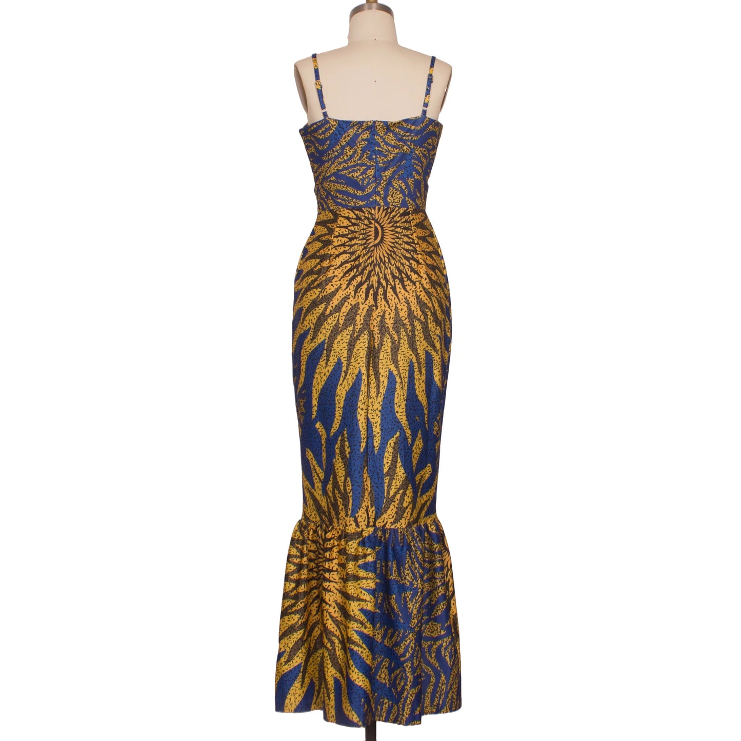 African Women's Clothing Bodycon Hollow Out Printed Dress Fishtail Suspenders Maxi Skirt Banquet Party Dress Slim Fit Hollow Out