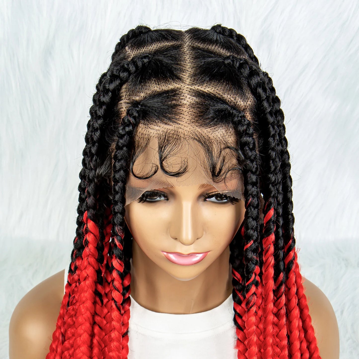 HD Full Lace Braided Wigs for Black Women Box Braids Synthetic Lace Front Wig Big Square Knotless Box Braids With Baby Hair