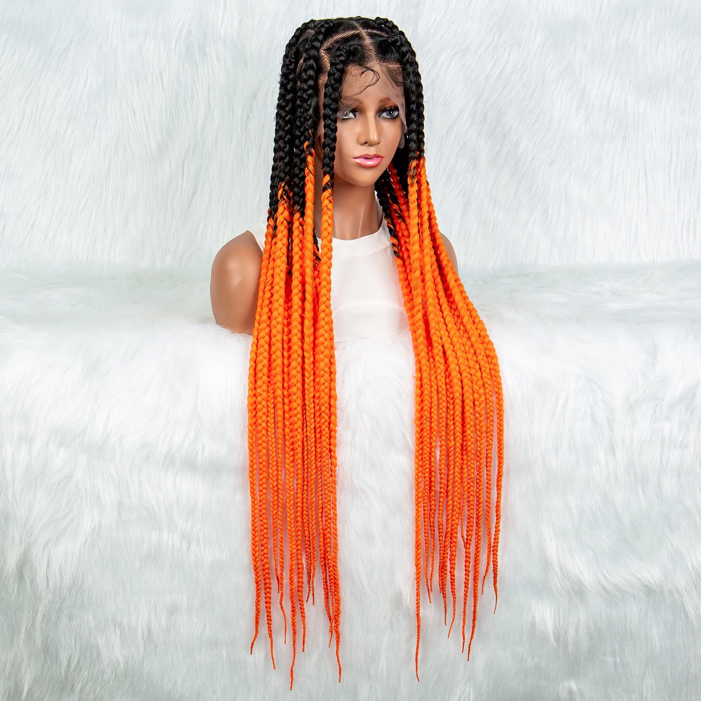 HD Full Lace Braided Wigs for Black Women Box Braids Synthetic Lace Front Wig Big Square Knotless Box Braids With Baby Hair