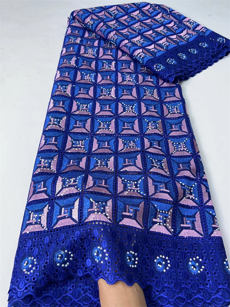 Kalume African Cotton Lace Fabric With Stones 2025 High Quality Embroidery Swiss Voile Lace In Switzerland For Dresses F4149