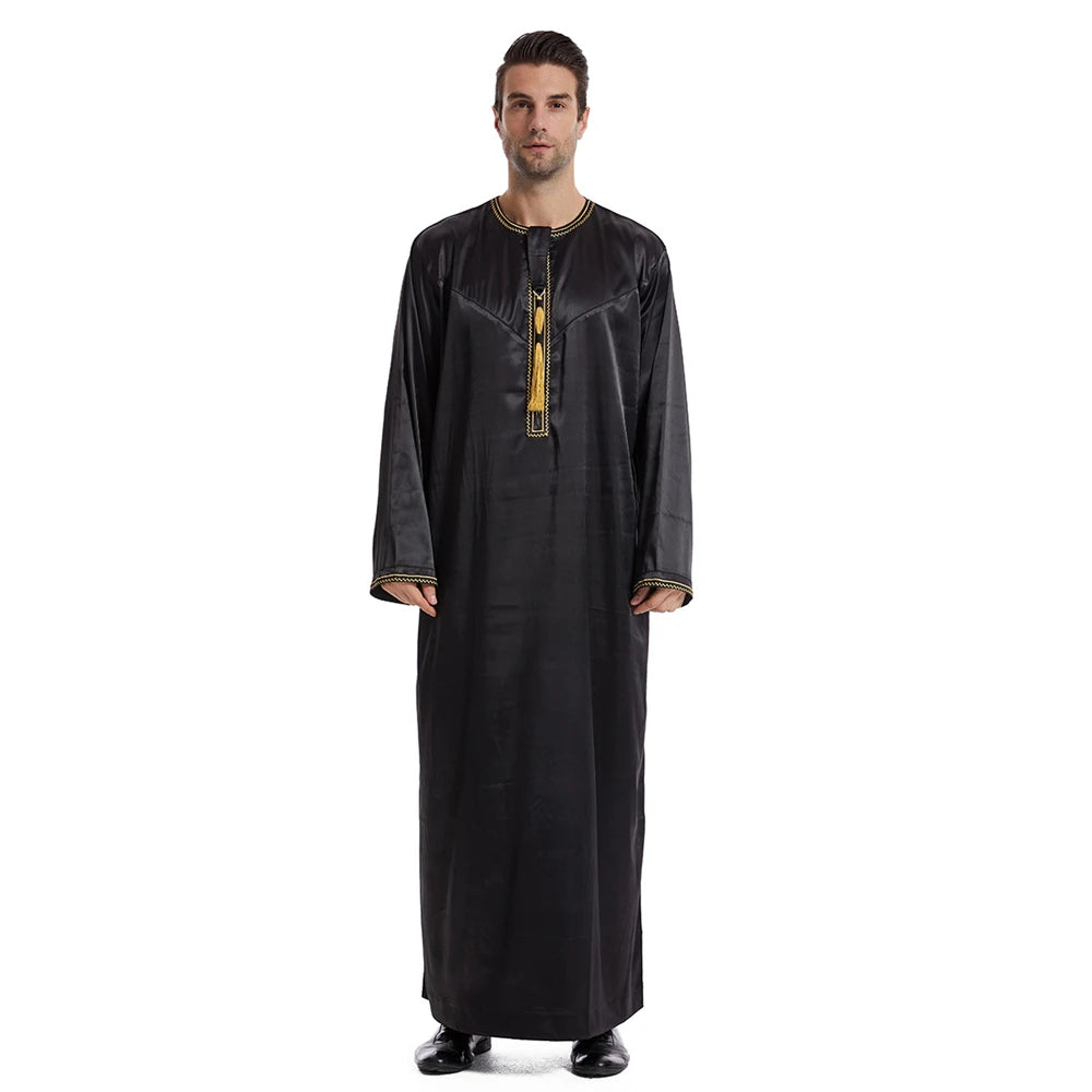 New Islamic Muslim Men Clothing Loose Jubba Thobe Abaya Front Zipper Musulmane Homme Caftan Maxi Robes Pakistan Arabia Dress
