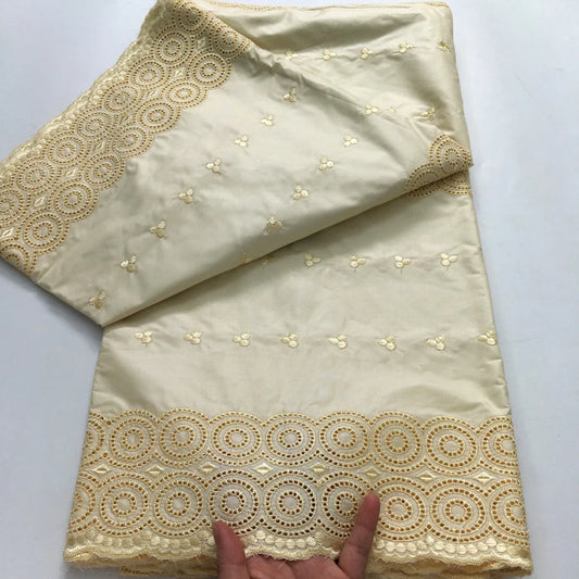 African Dry Cotton Lace Fabric 2025 High Quality 5 Yards Embroidered Men's Nigerian Lace Fabric Elegant Dress for Party A4041